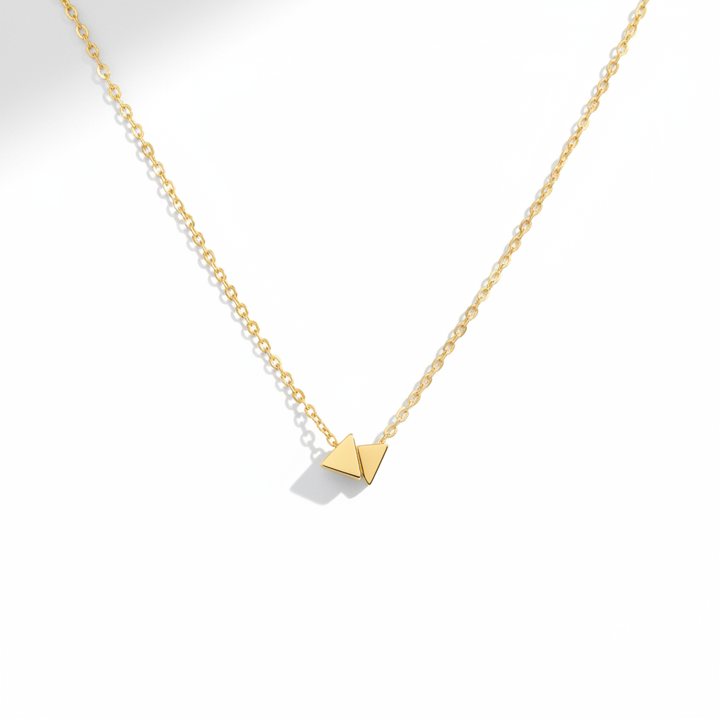 Aura Dainty Gold Necklace minimalist pendant on white background