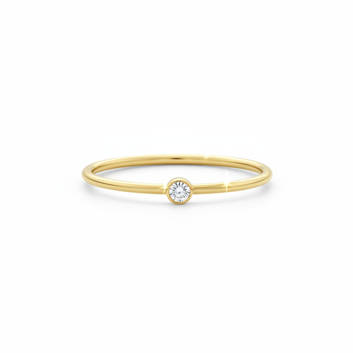 Aura Crystal Stacking Ring minimalist gold on white background